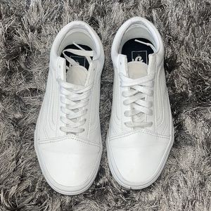 White pleather Vans